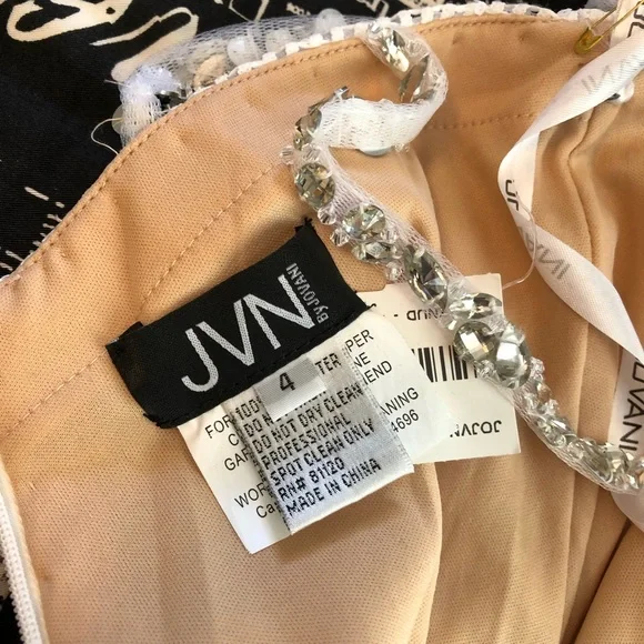 NEW JOVANI SZ 4 IVORY NUDE ILLUSION LACE BEADED FORMAL EVENING GOWN - Picture 14 of 16